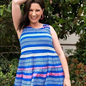 LULAROE Eliana Tiered Striped Tank Top L NWT New Release